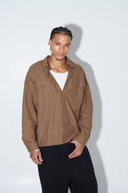Khaki Textured Button-Up – Long Sleeve
