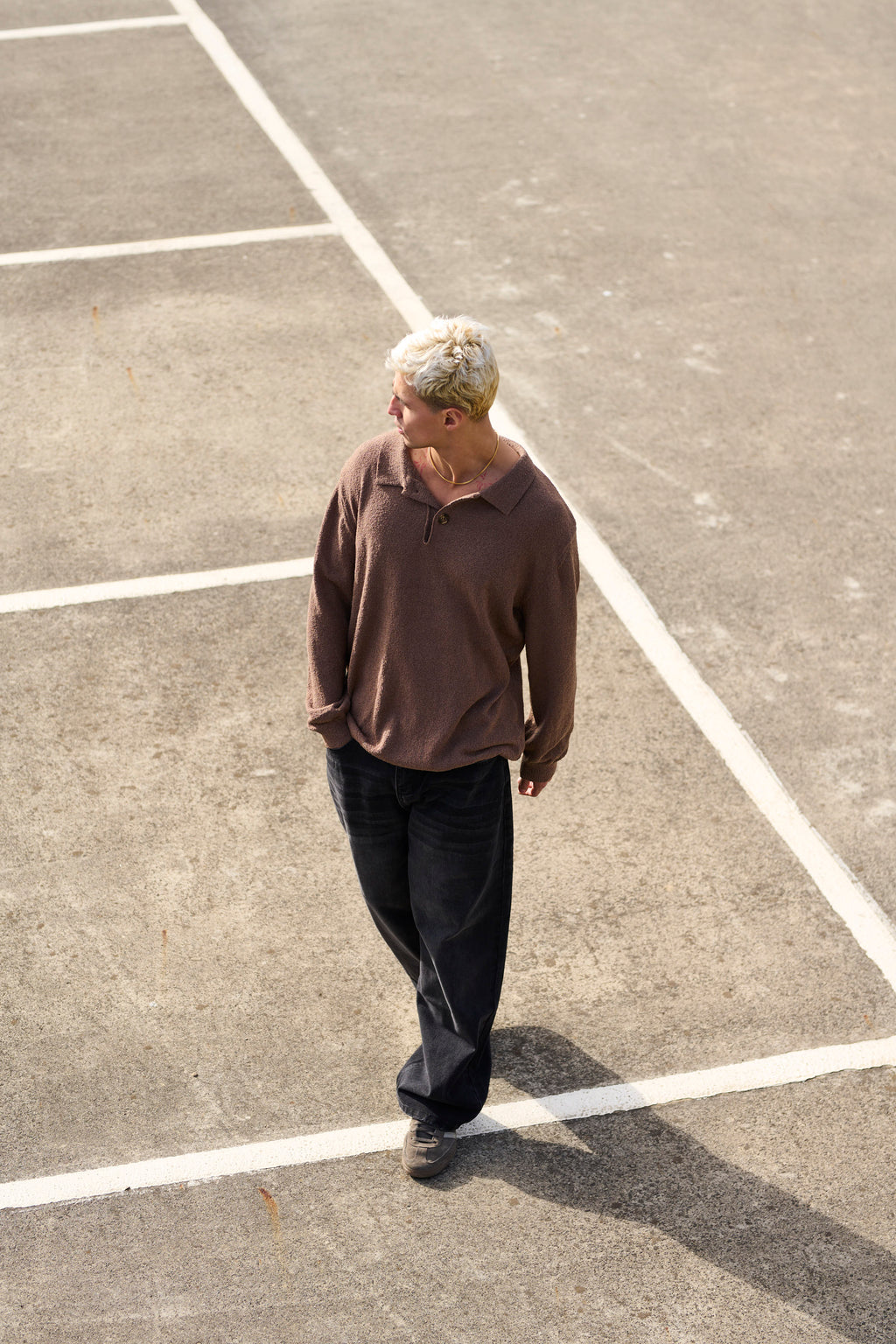 Marvello – Combed Long Sleeve Polo Choc with Structured Collar