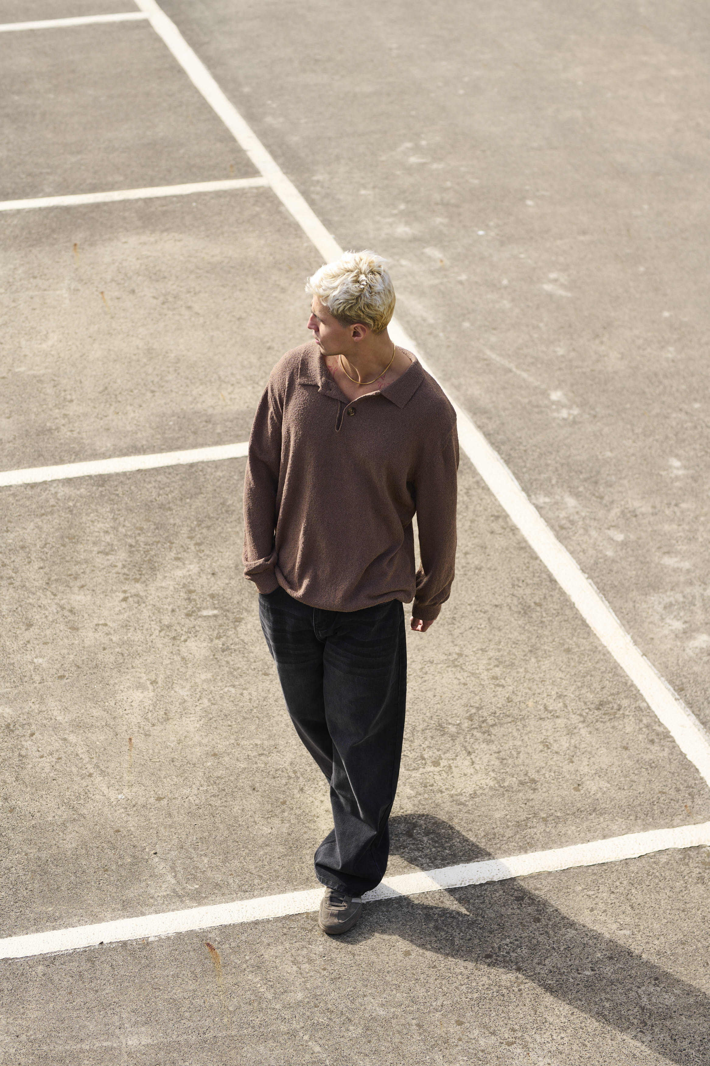 Marvello – Combed Long Sleeve Polo Choc with Structured Collar