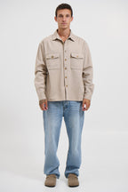 Tan Cotton Drill Shacket