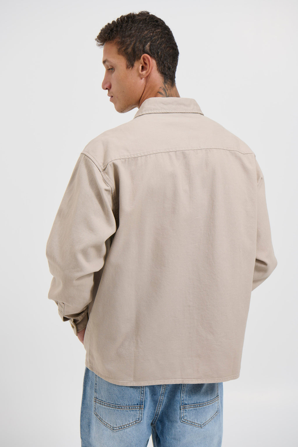 Tan Cotton Drill Shacket