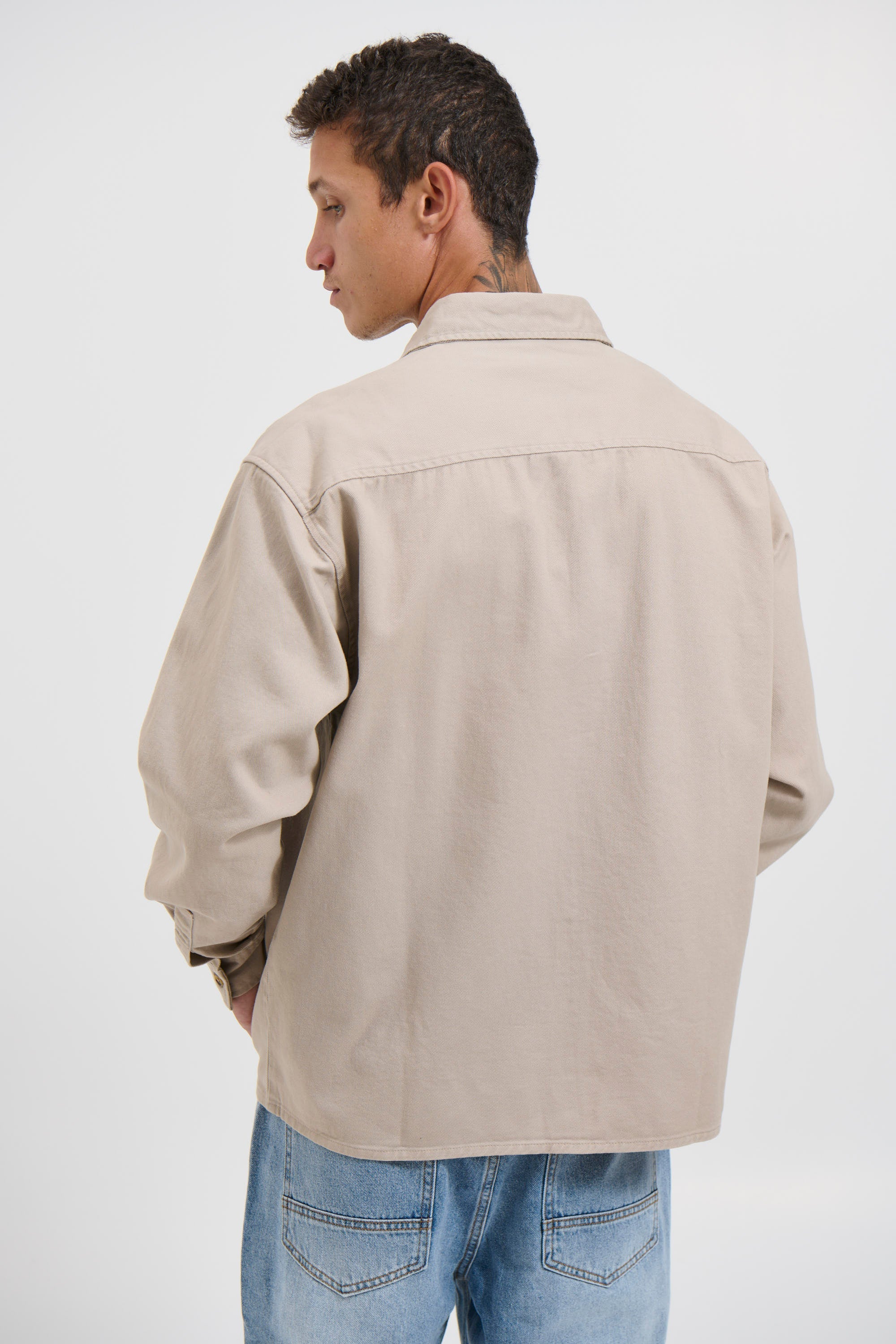 Tan Cotton Drill Shacket
