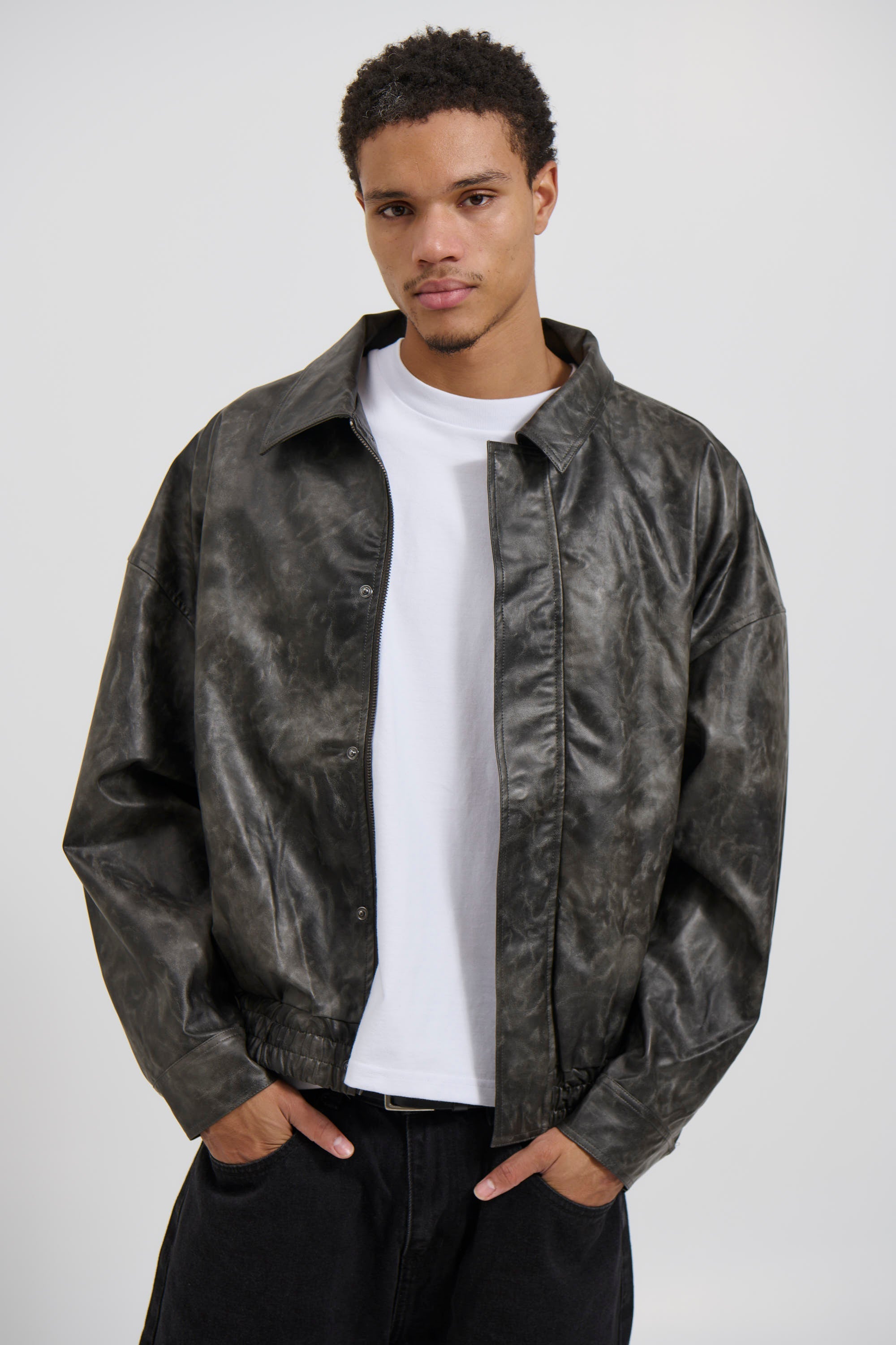 Bowie PU Bomber Jacket – Army Green, Unisex Streetwear