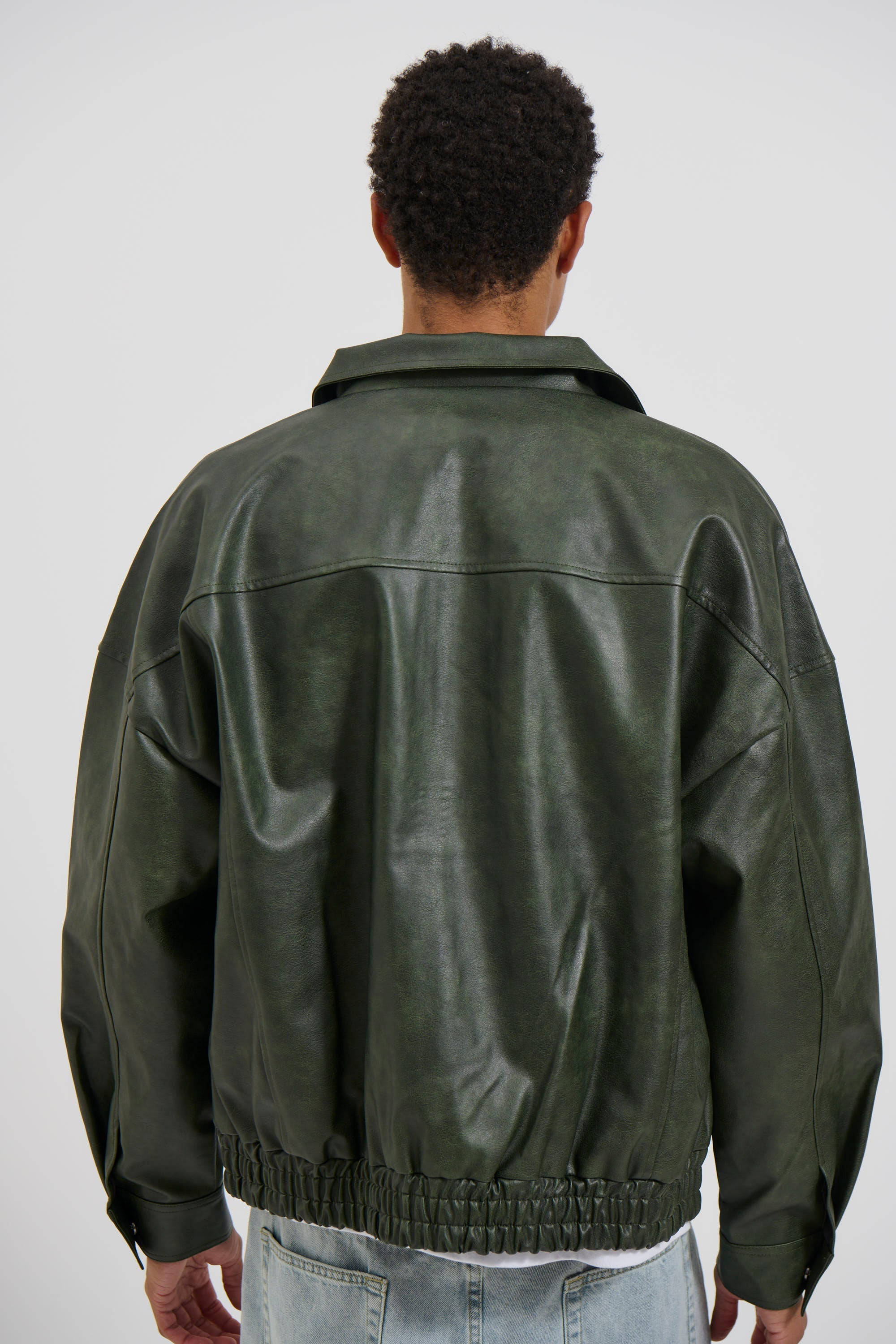 Bowie PU Bomber Jacket – Army Green, Unisex Streetwear
