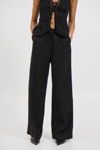 Selvoriaᵀᴹ Linen Pant – Black Wide-Leg Relaxed Fit