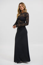The Kaia  Sleeved  Maxi Dress – Black