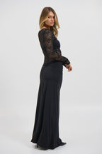The Kaia  Sleeved  Maxi Dress – Black