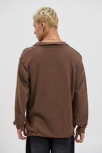 Marvello – Combed Long Sleeve Polo Choc with Structured Collar