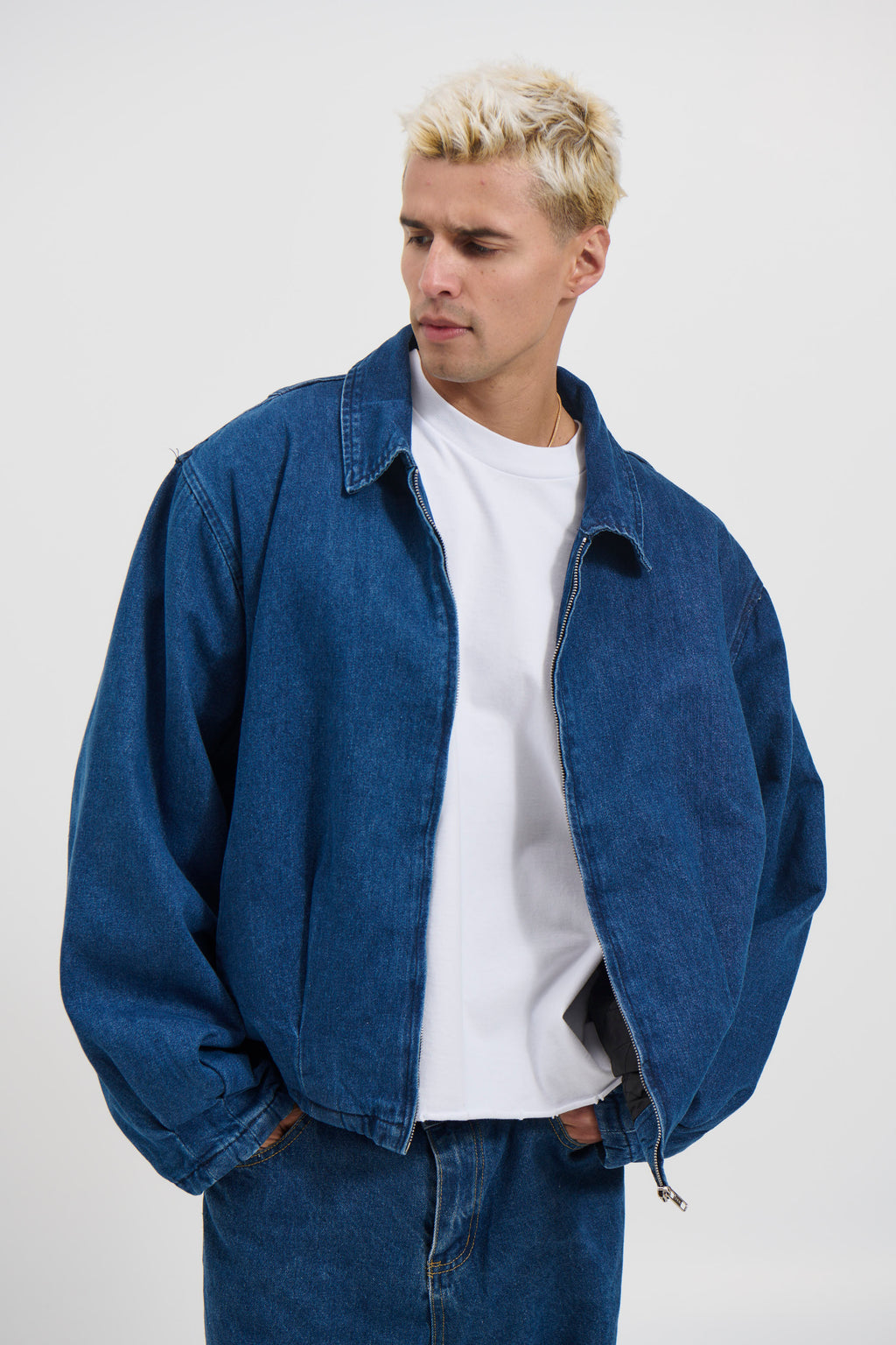 Veyra – Denim Drop Shoulder Indigo Shirt with Front Pockets