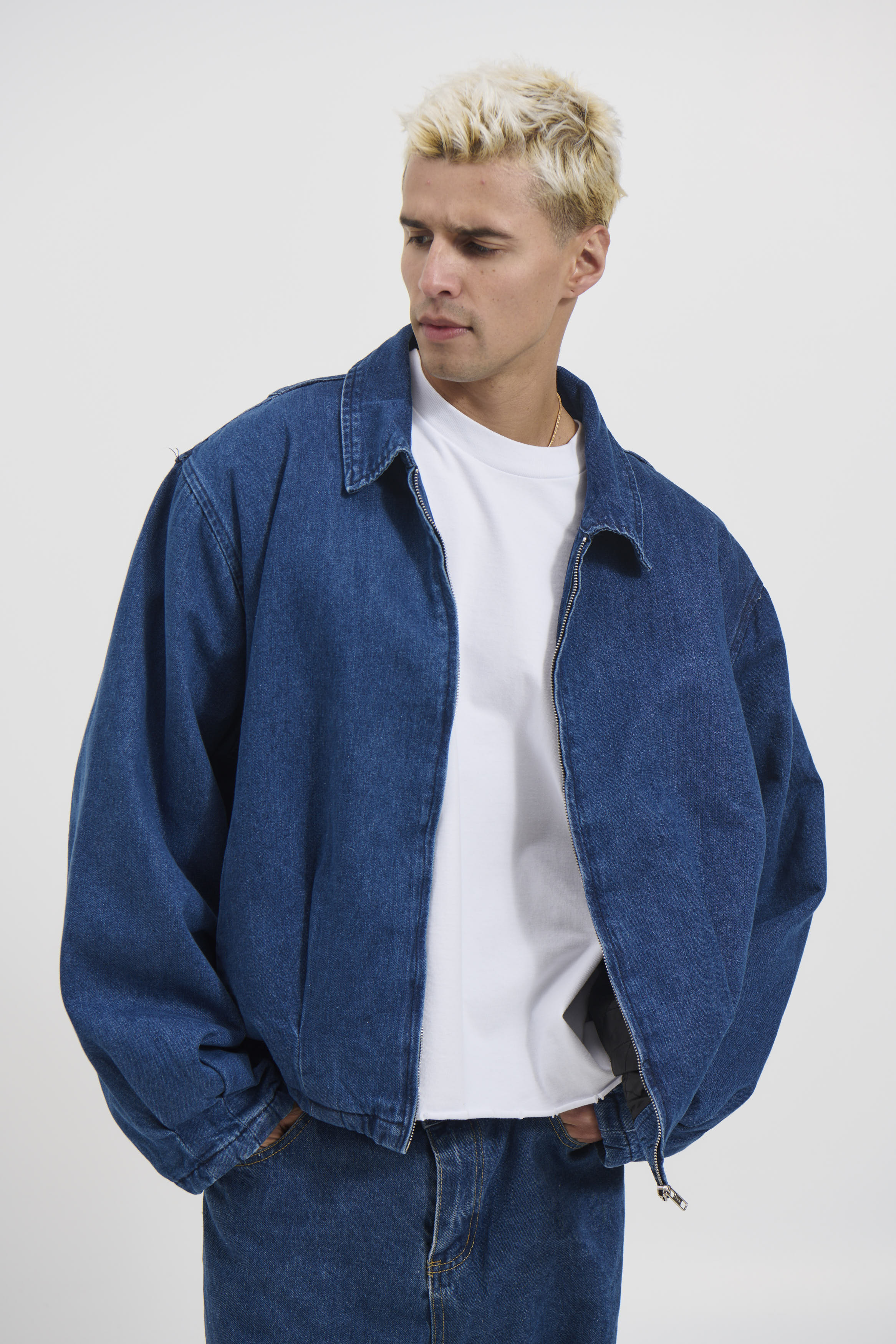 Veyra – Denim Drop Shoulder Indigo Shirt with Front Pockets