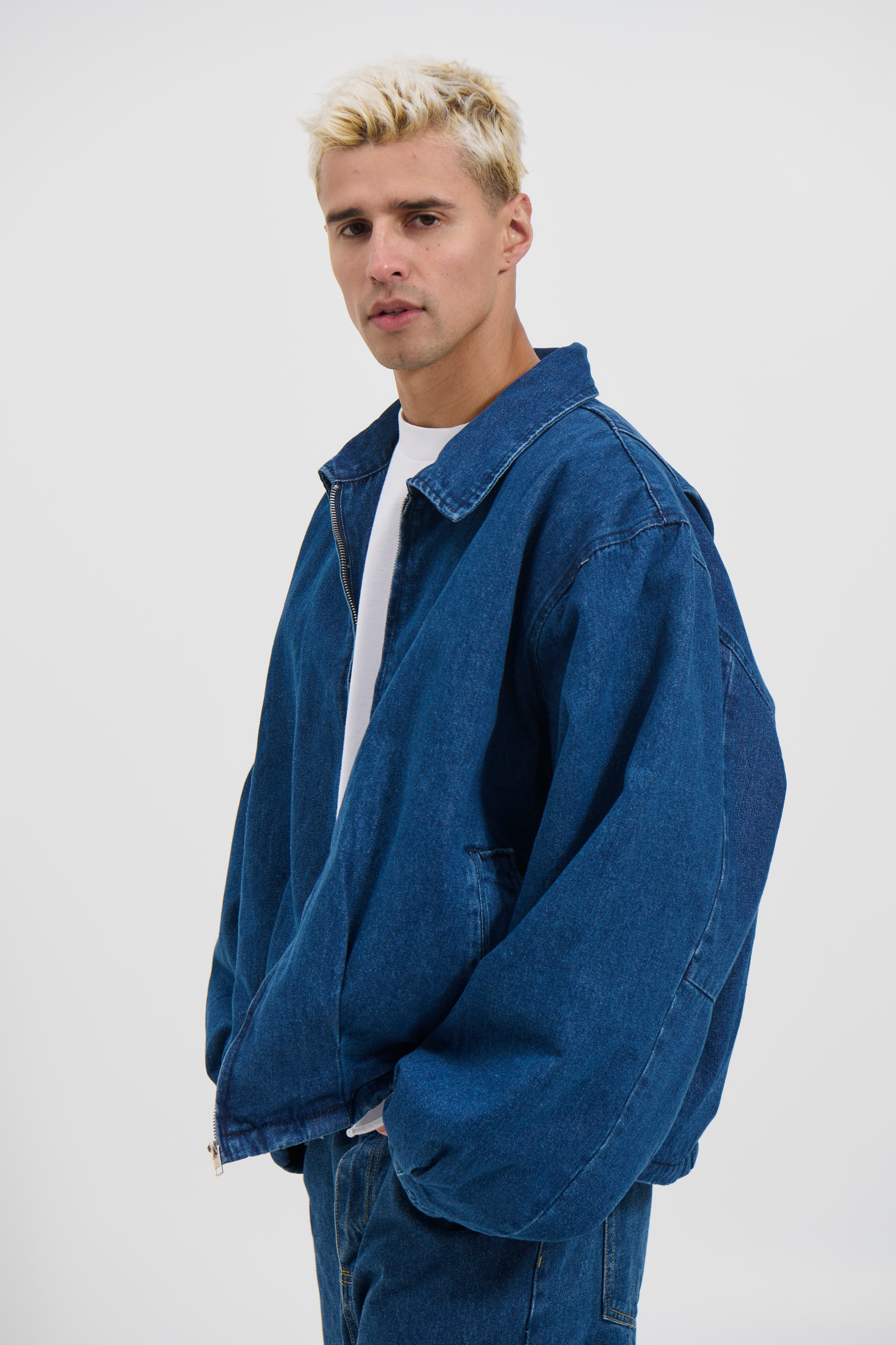 Veyra – Denim Drop Shoulder Indigo Shirt with Front Pockets