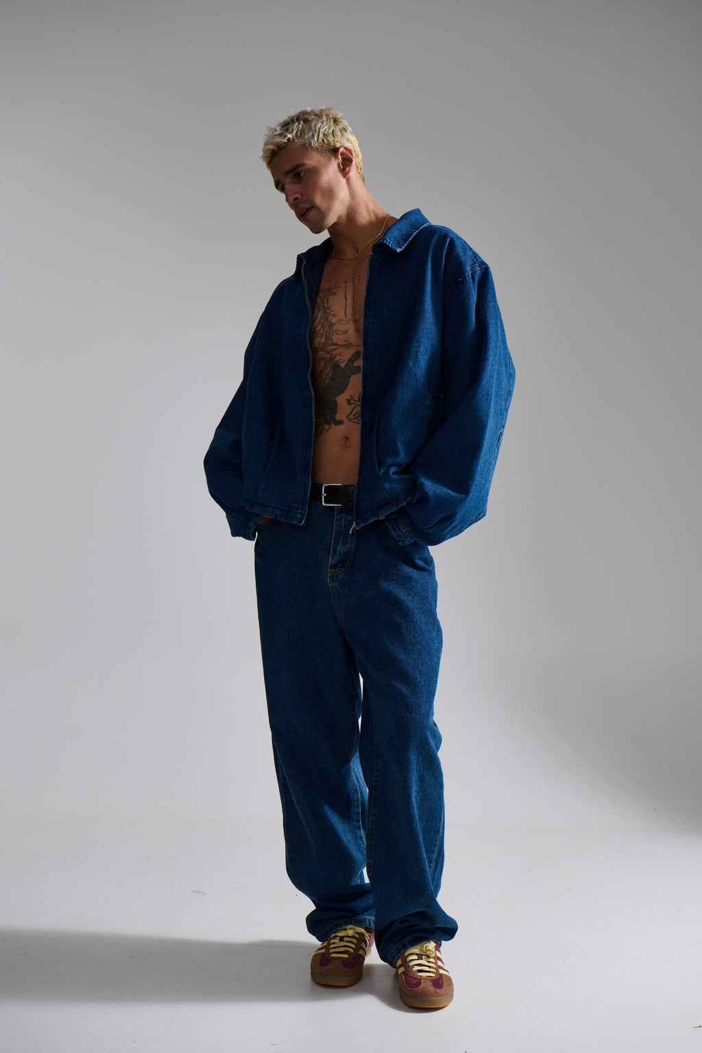 Veyra – Denim Drop Shoulder Indigo Shirt with Front Pockets