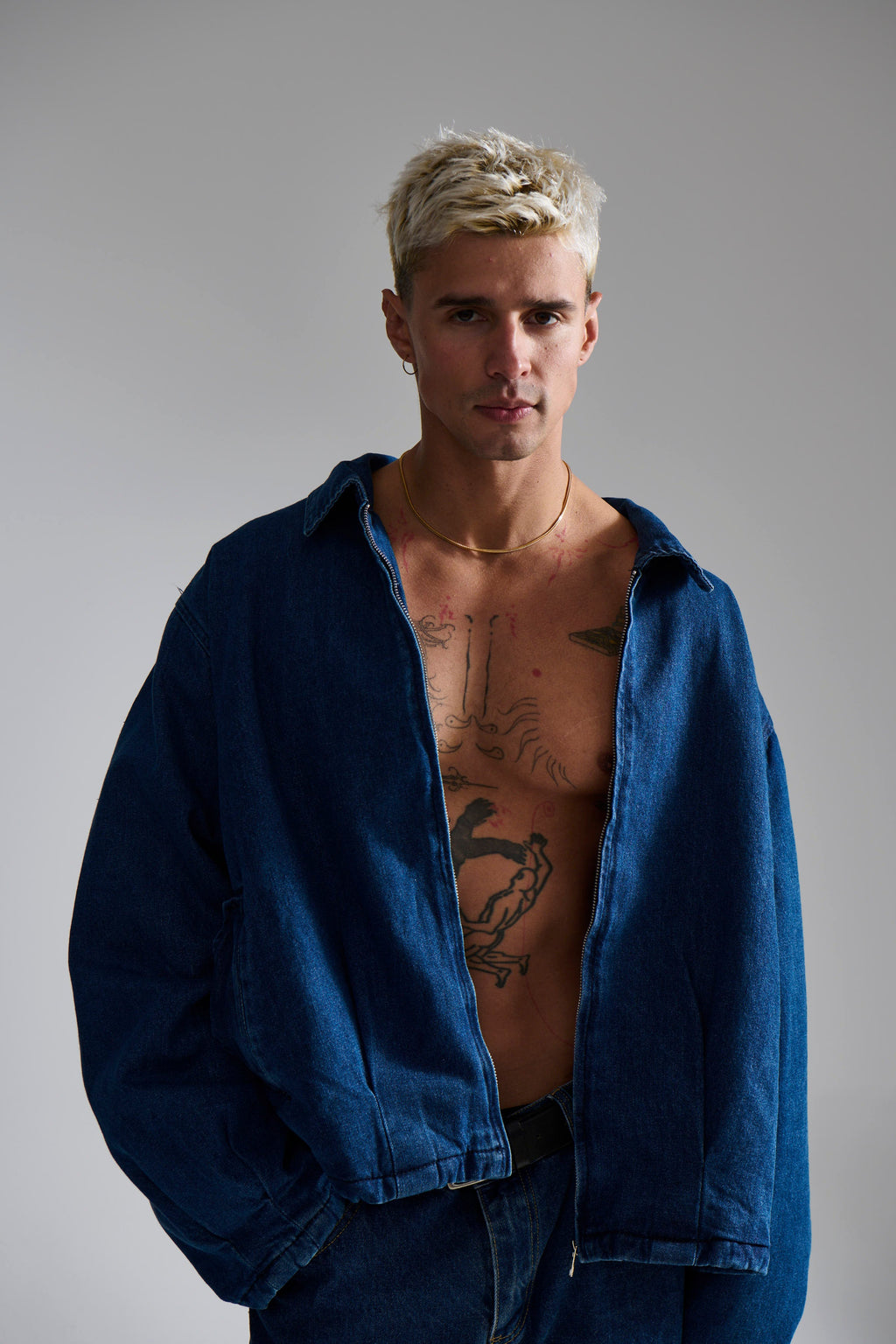 Veyra – Denim Drop Shoulder Indigo Shirt with Front Pockets