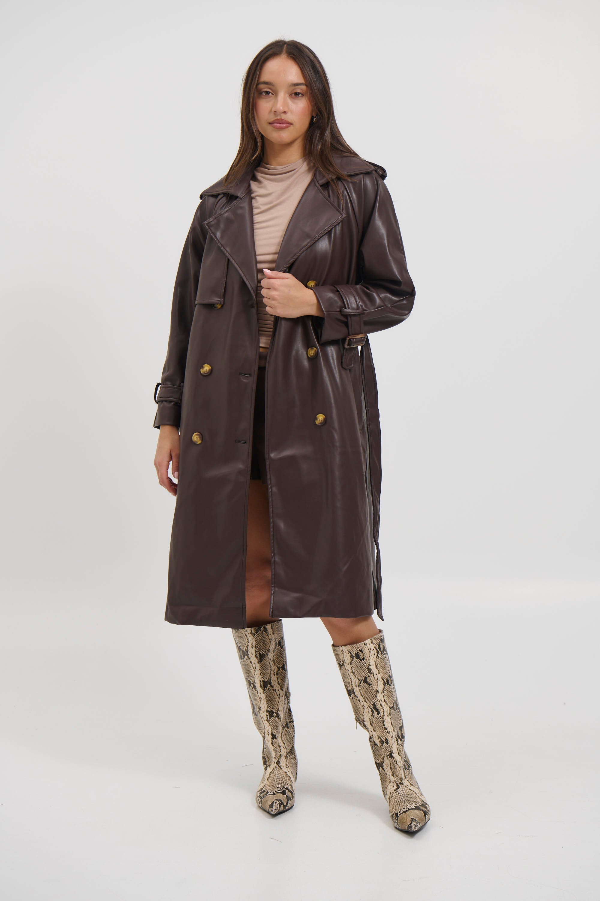 Virelle | Chocolate PU Leather Women’s Jacket