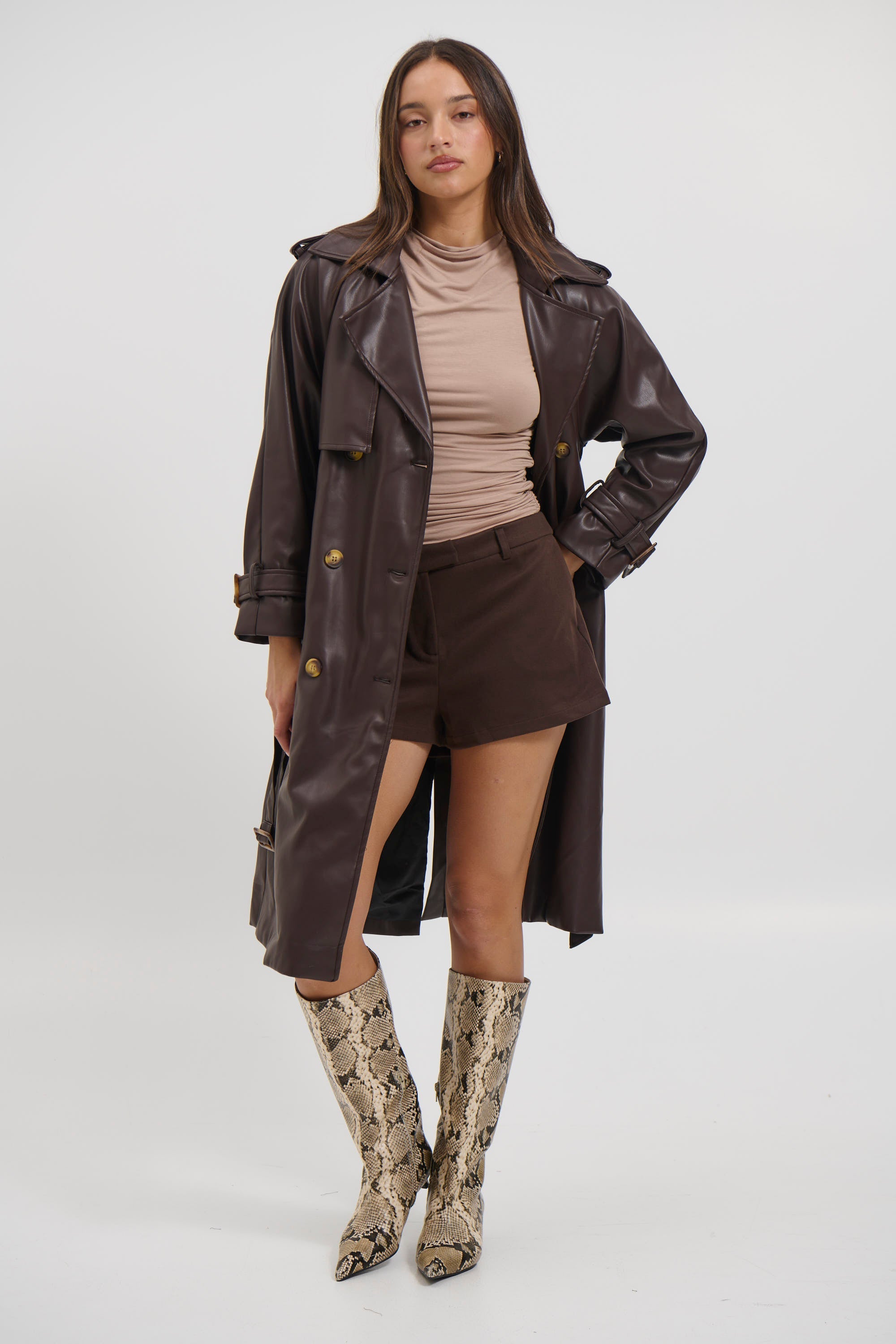 Virelle | Chocolate PU Leather Women’s Jacket