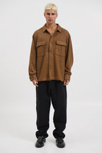 Selvoriaᵀᴹ Dion Cord Overshirt – Men’s Chocolate Brown Regular Fit
