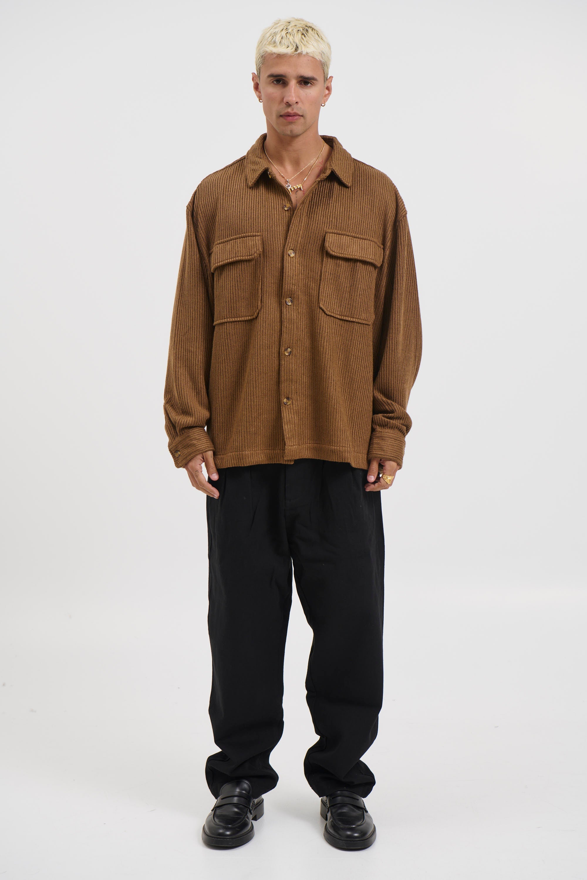 Selvoriaᵀᴹ Dion Cord Overshirt – Men’s Chocolate Brown Regular Fit