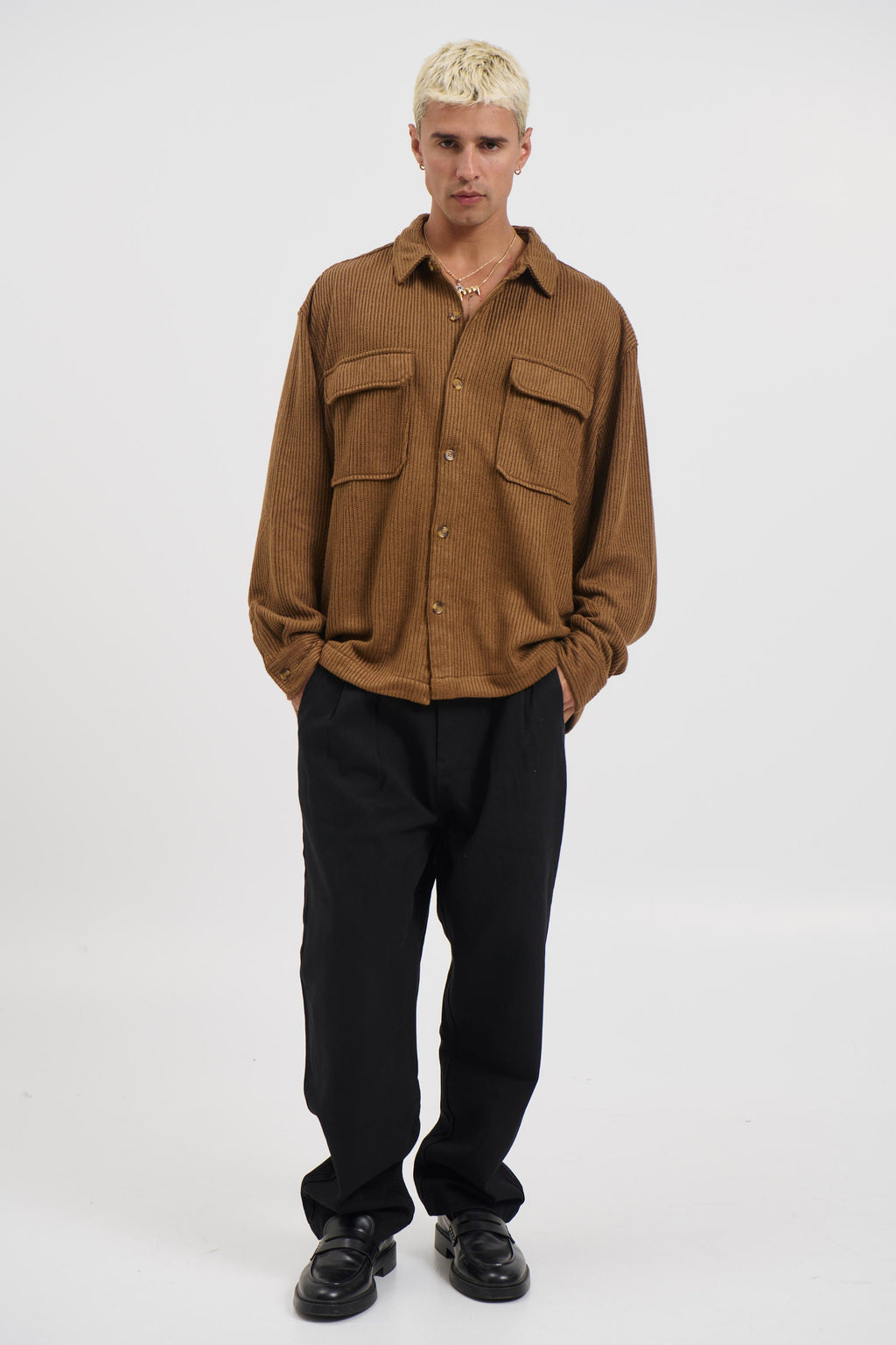 Selvoriaᵀᴹ Dion Cord Overshirt – Men’s Chocolate Brown Regular Fit