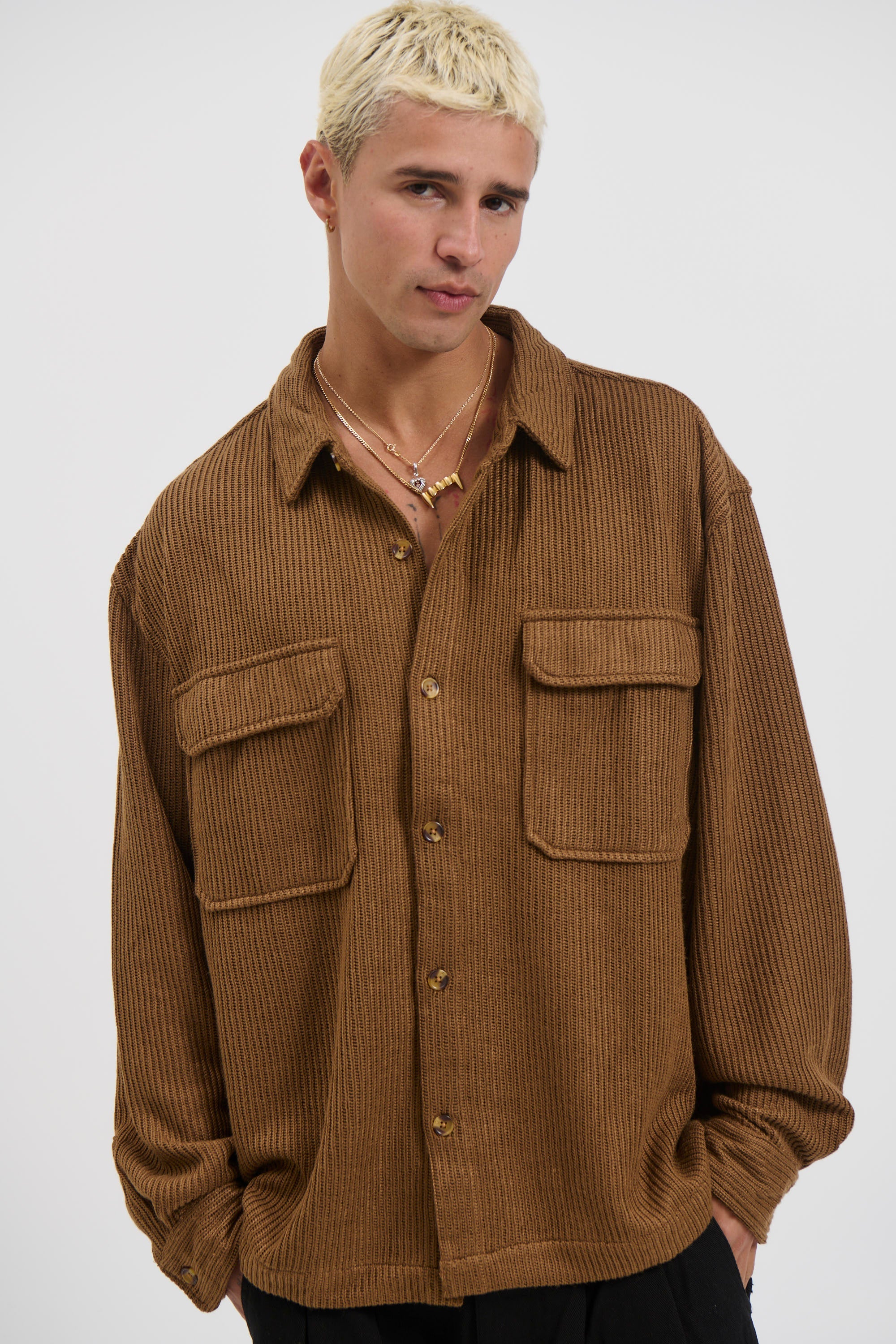 Selvoriaᵀᴹ Dion Cord Overshirt – Men’s Chocolate Brown Regular Fit