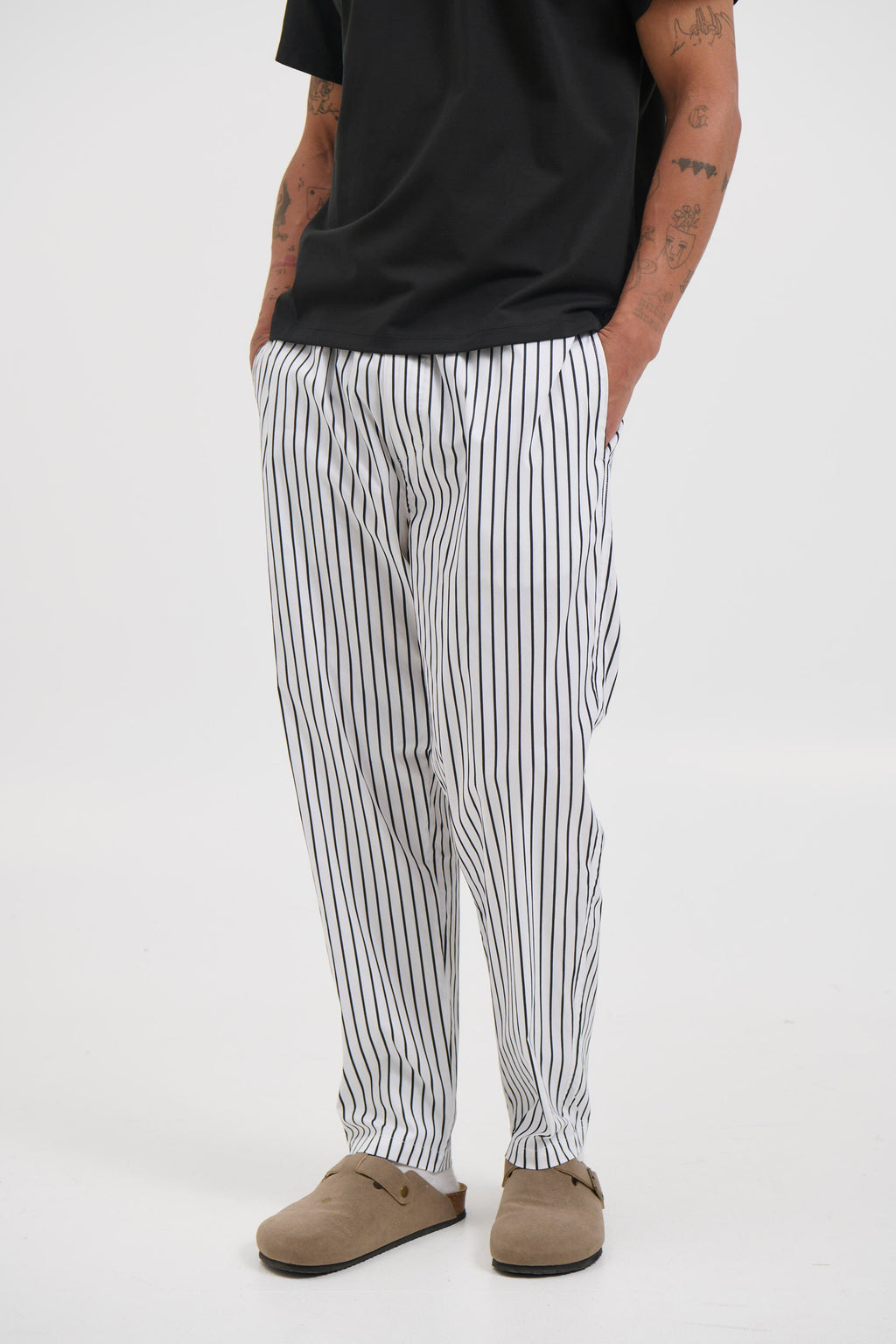 Novaroᵀᴹ Locky Straight Pant – Men’s Stripe Drawstring Tapered Fit