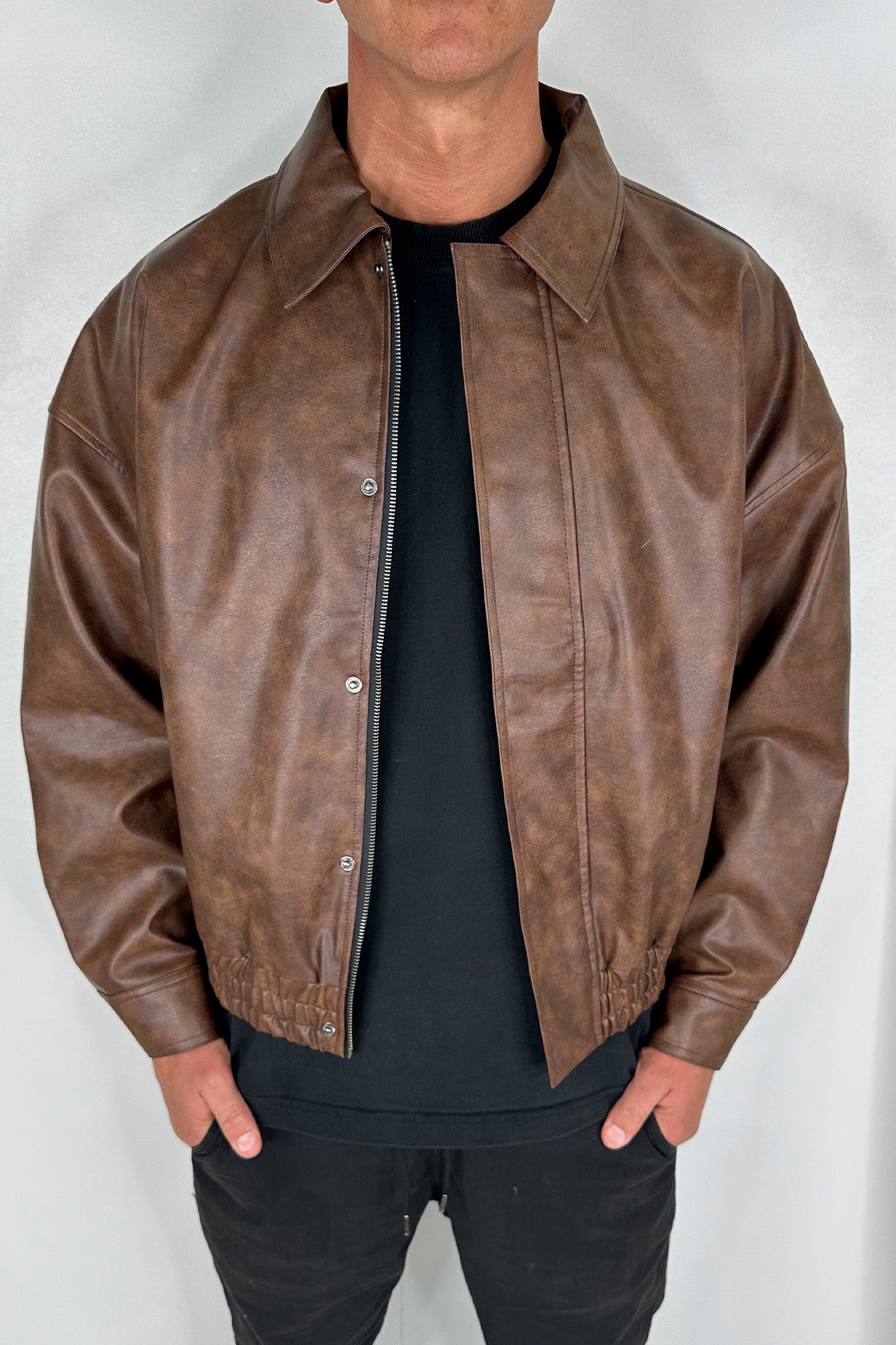 Bowie PU Bomber Jacket – Army Green, Unisex Streetwear