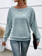 CozyNest™ Women's Solid Batwing Sleeve Pullover Long Sleeve To