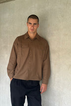 Khaki Textured Button-Up – Long Sleeve