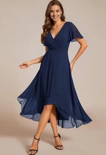 Elysian™ Midi Chiffon Wedding Guest Dress