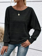 CozyNest™ Women's Solid Batwing Sleeve Pullover Long Sleeve To