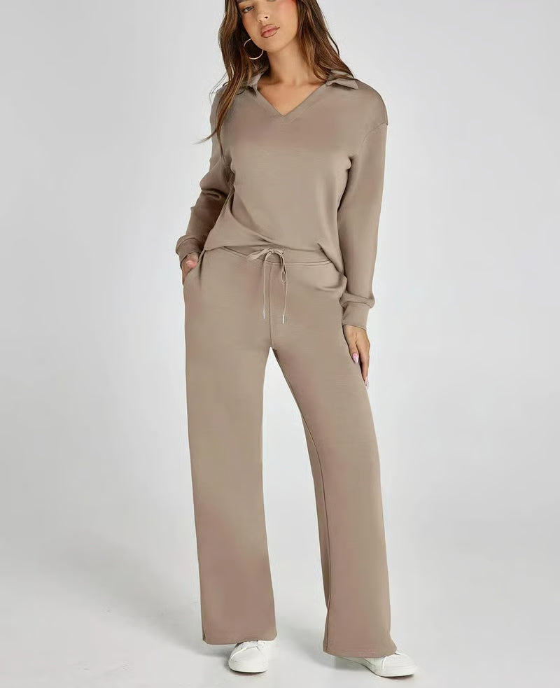 EaseLuxe™ Women’s 2-Piece Fall Outfit Set – Breathable & Wrinkle-Resistant Sweatsuit